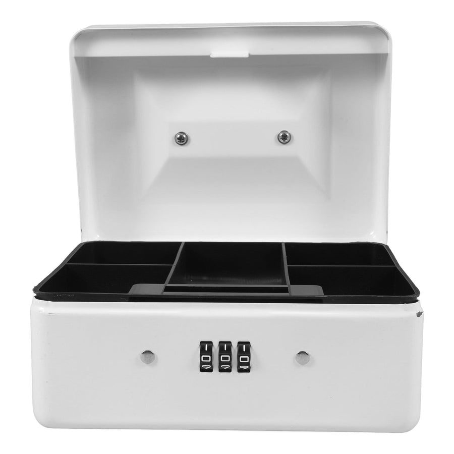 Metal Cash Storage Box with Combination Lock and Removable Tray for Home