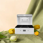 Metal Cash Storage Box with Combination Lock and Removable Tray for Home