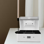 Metal Cash Storage Box with Combination Lock and Removable Tray for Home