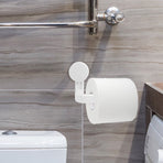White Cup Toilet Paper Holder Wall Mount Organizer No Drill Installation