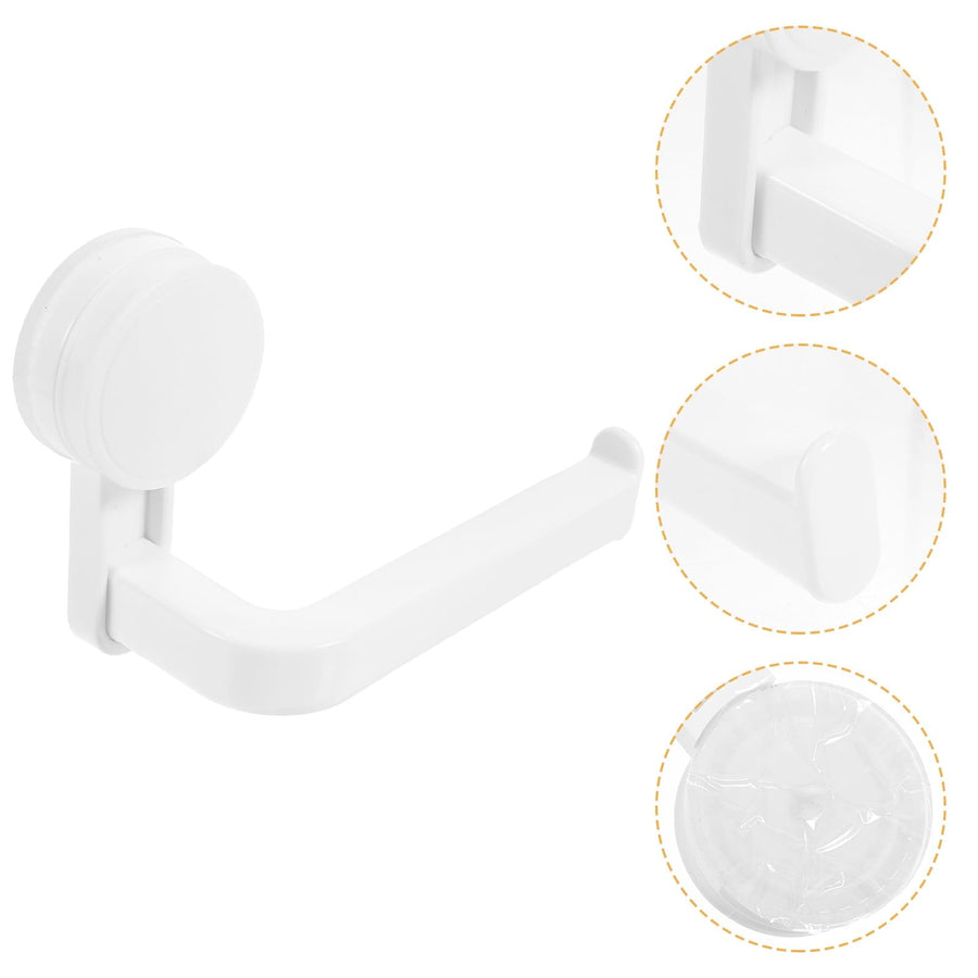 White Cup Toilet Paper Holder Wall Mount Organizer No Drill Installation