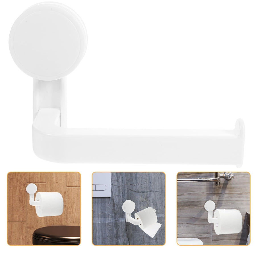 White Cup Toilet Paper Holder Wall Mount Organizer No Drill Installation