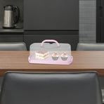 Plastic Bread Box Pink with Handle for Easy Carrying and Bread Storage