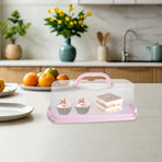 Plastic Bread Box Pink with Handle for Easy Carrying and Bread Storage