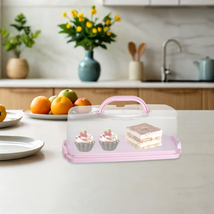 Plastic Bread Box Pink with Handle for Easy Carrying and Bread Storage