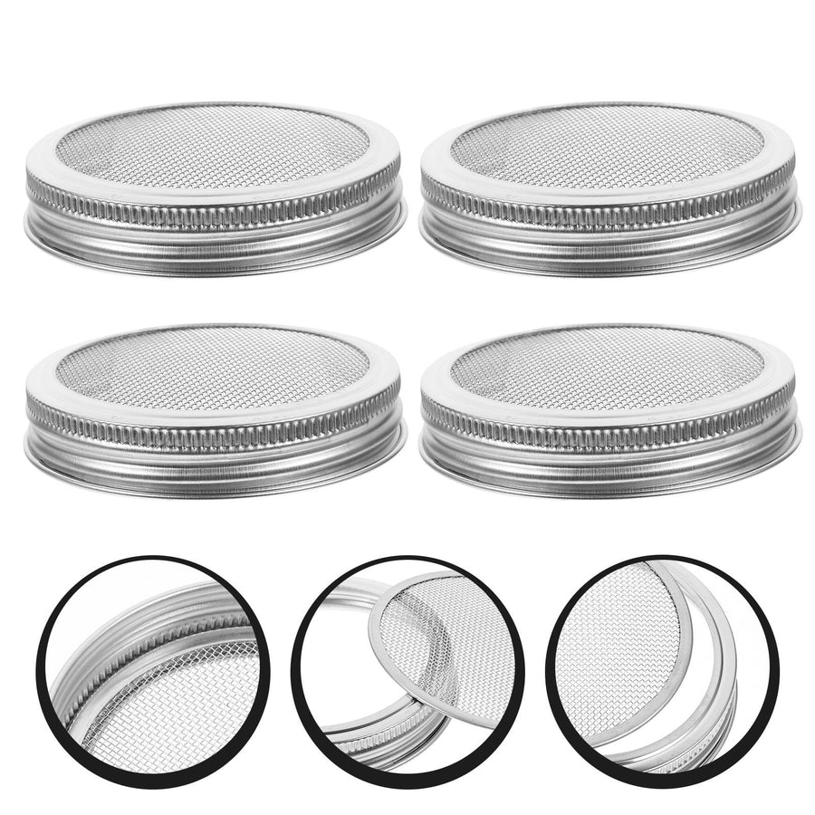 Stainless Steel Sprouting Lids Plated Silver Mesh for Bean and Broccoli Growth 4Pcs