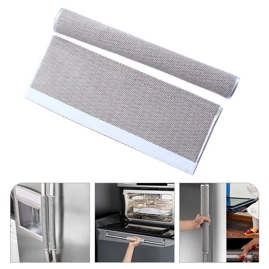 2Pcs Oven Handle Cover Light Grey Machine Washable Kitchen Appliance Protector