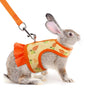 Rabbit Harness and Leash for Walking Escape Proof - Cute Carrot Pattern Mesh Breathable Bunny Vest Harness Outdoor Camping Hiking Training - Also Suit for Ferret Kitten Puppy Small Animals