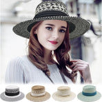 Straw Hat Summer Floppy Packable Panama Beach Sun Hat UPF 50+ Wide Brim Hat