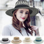 Straw Hat Summer Floppy Packable Panama Beach Sun Hat UPF 50+ Wide Brim Hat