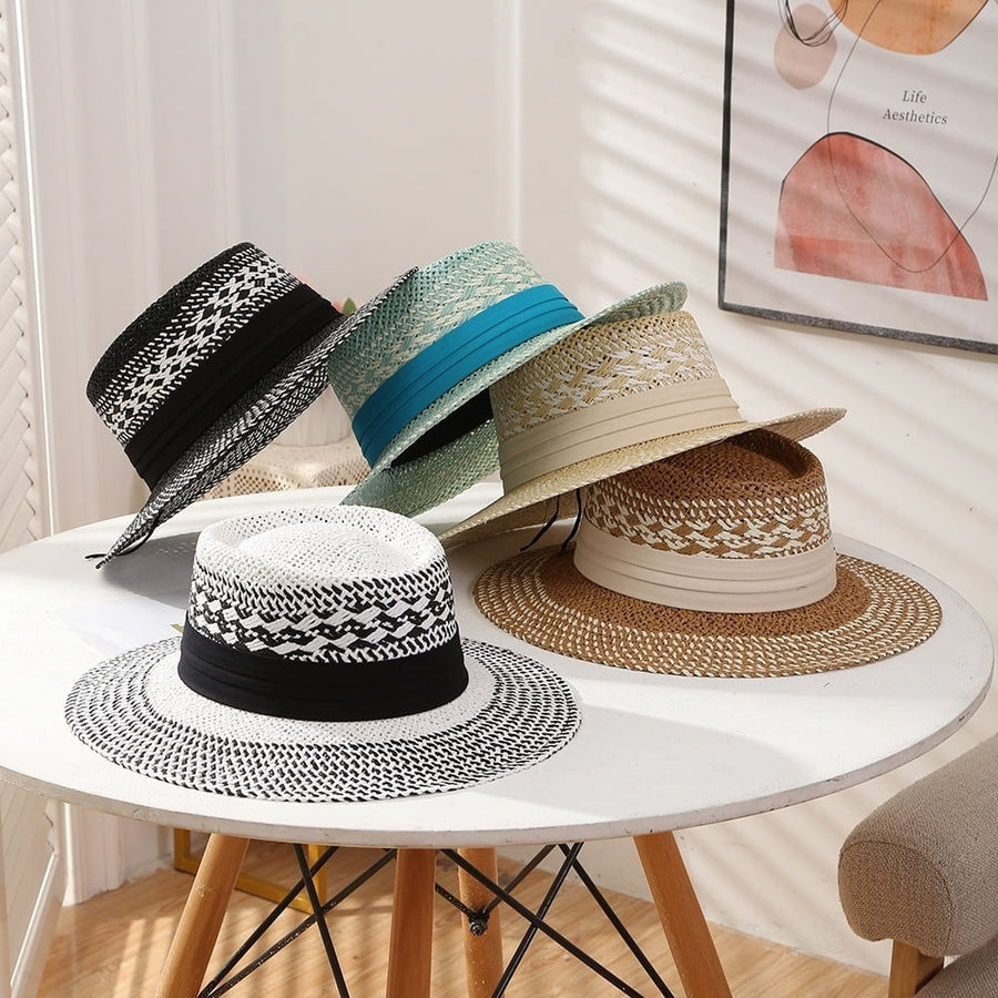 Straw Hat Summer Floppy Packable Panama Beach Sun Hat UPF 50+ Wide Brim Hat