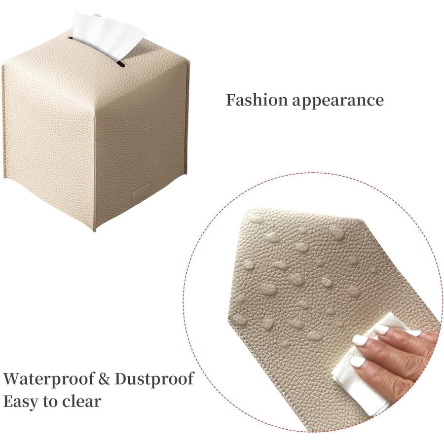PU Leather Tissue Box Cover Square – Modern PU Leather Cube Tissue Box Holder Decorative for Bathroom Vanity Countertop/Night Stands/Office Desk