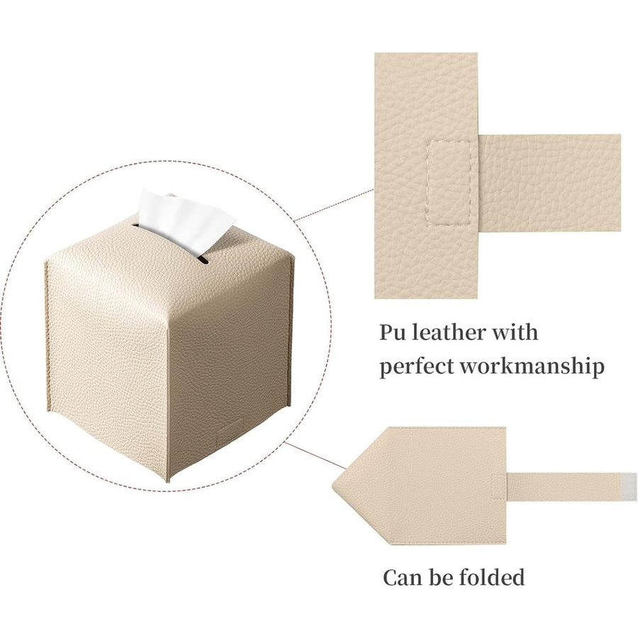 PU Leather Tissue Box Cover Square – Modern PU Leather Cube Tissue Box Holder Decorative for Bathroom Vanity Countertop/Night Stands/Office Desk