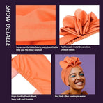 Stretch Turban Hats African Double Layered Headwraps Soft Pre-Tied Bonnet Hair Wrap Ruffles Turbans for Black Women