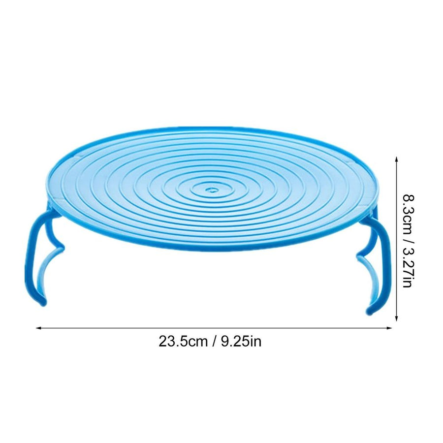 Microwave Plate Stacker Rack, Oven Tray Organizer for Steaming, Baking, Durable Stainless Steel Space Saver with Anti-Slip Legs Green 9.25x3.27'
