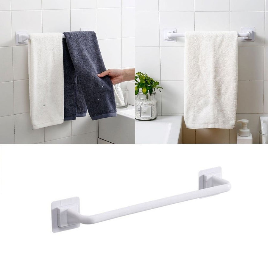 Self Adhesive Towel Bar, Heavy Duty No Drill Hand Towel Hanger for Bathroom and Kitchen Towel Storage Self, (Black/1 Pcs) 15/10.63Inches