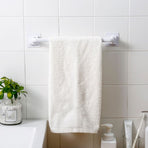 Self Adhesive Towel Bar, Heavy Duty No Drill Hand Towel Hanger for Bathroom and Kitchen Towel Storage Self, (Black/1 Pcs) 15/10.63Inches