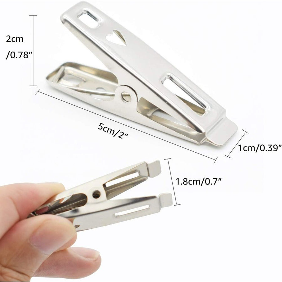Strong Stainless Steel Clothes Pins, Heavy Duty Sewing Clips, Metal Laundry Clips with Storage Box for Clothes Sock Food Sealing Photos, 60 Pcs, 2.0x0.39x0.78