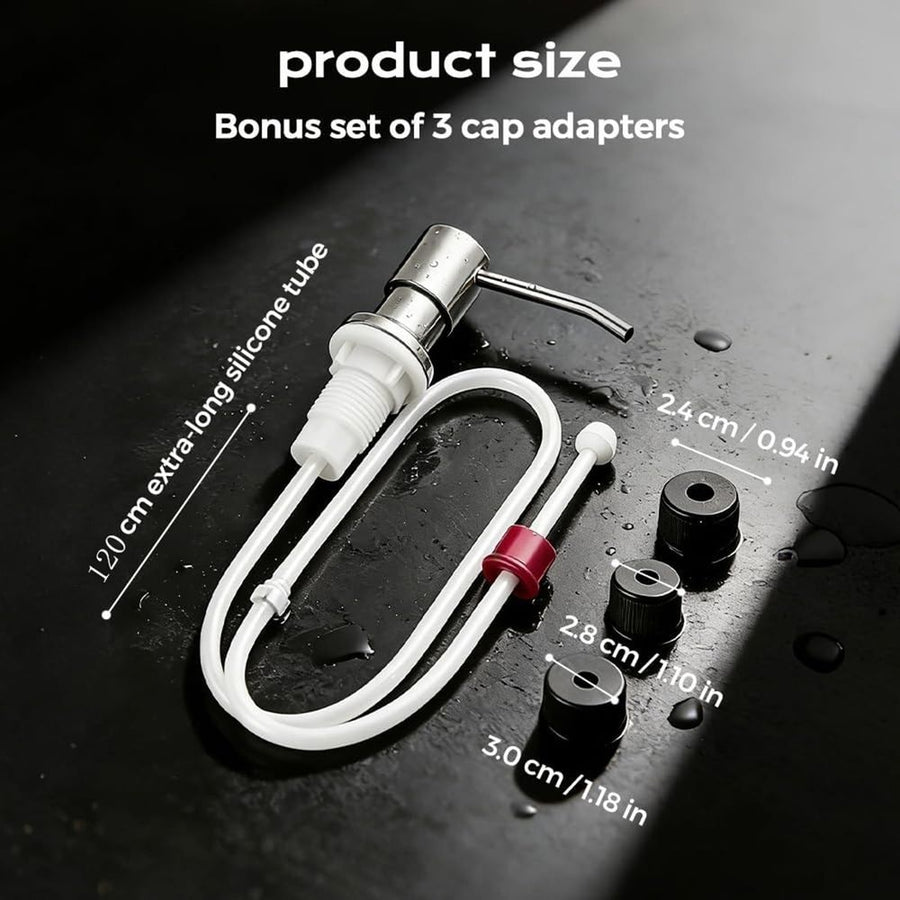Soap Dispenser for Kitchen Sink, Dish Soap Dispenser, Built in Sink Soap Dispenser, Countertop Soap Dispenser Pump with 47" Extension Tube kit, 1 Set, Multisize