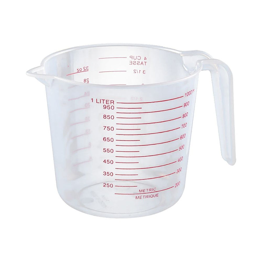 Plastic Measuring Cup, 32 Oz/1000 ml Clear Graduated Measuring Cups Plastic Mug with Spout and Handles Ounce and Ml Cup Marking for Recipe Ingredient, Flour, Water, Liquid, 1 Pcs, 5.12x4.72