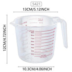 Plastic Measuring Cup, 32 Oz/1000 ml Clear Graduated Measuring Cups Plastic Mug with Spout and Handles Ounce and Ml Cup Marking for Recipe Ingredient, Flour, Water, Liquid, 1 Pcs, 5.12x4.72