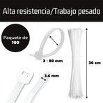 White zip ties, 12 inch Large Cable Ties Wraps, Nylon Cable Wire Ties, Heavy Duty Outdoor Use Long plastic ties with 40 Pounds tensile, 250 Pcs