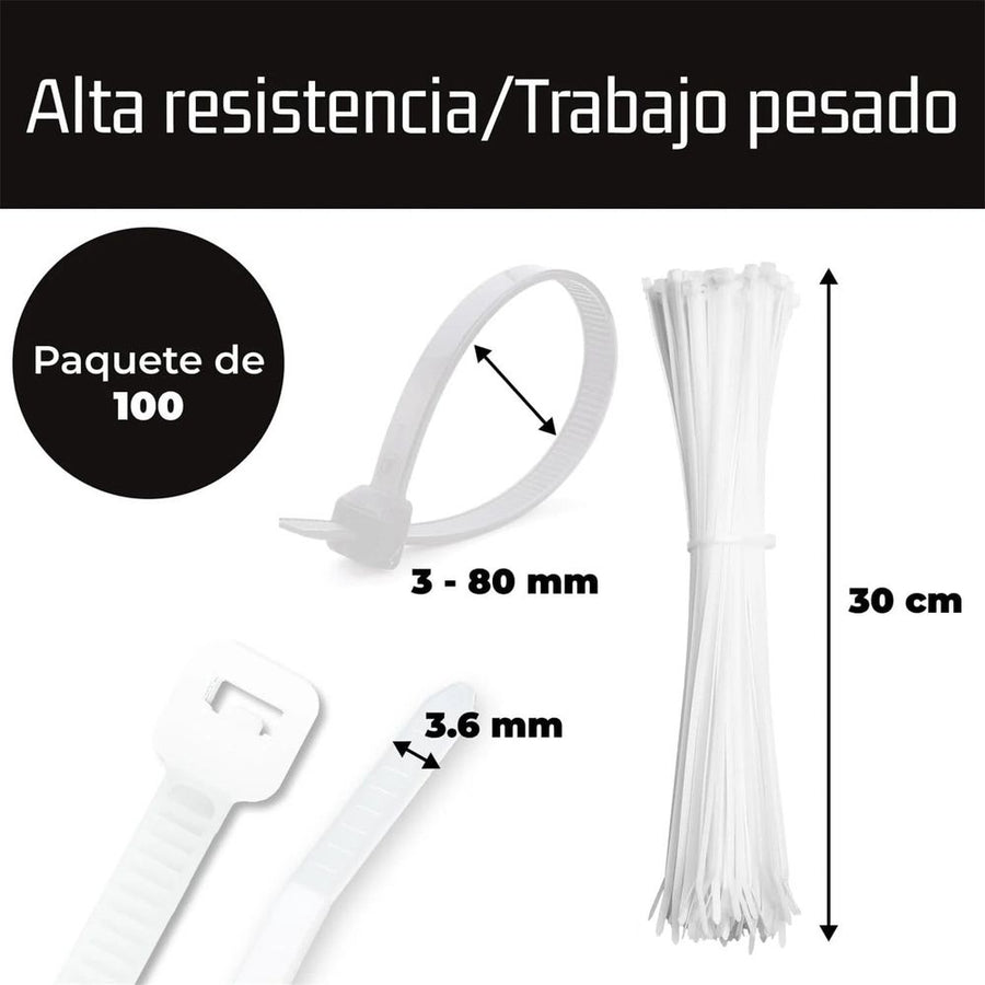 White zip ties, 12 inch Large Cable Ties Wraps, Nylon Cable Wire Ties, Heavy Duty Outdoor Use Long plastic ties with 40 Pounds tensile, 250 Pcs