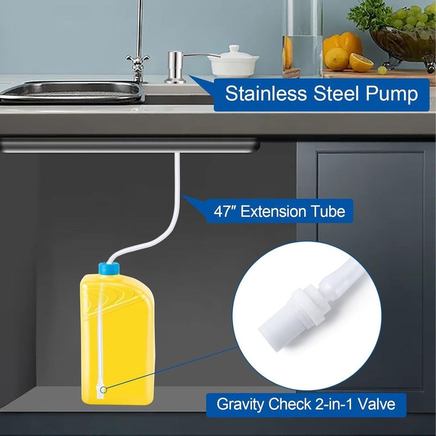 Soap Dispenser for Kitchen Sink, Dish Soap Dispenser, Built in Sink Soap Dispenser, Countertop Soap Dispenser Pump with 47" Extension Tube kit, 1 Set, Multisize
