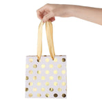 with Ribbon Handles Gold Mini Gift Bag,(Metallic Dots 16 Pack Bulk)