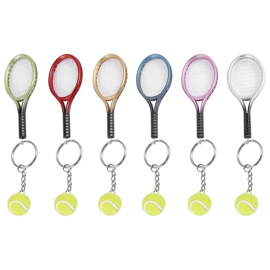 6Pcs Mini Tennis Racket Keychain Pendant Bag Accessories for Bag Sport Advertisement Fans Souvenirs Key Ring