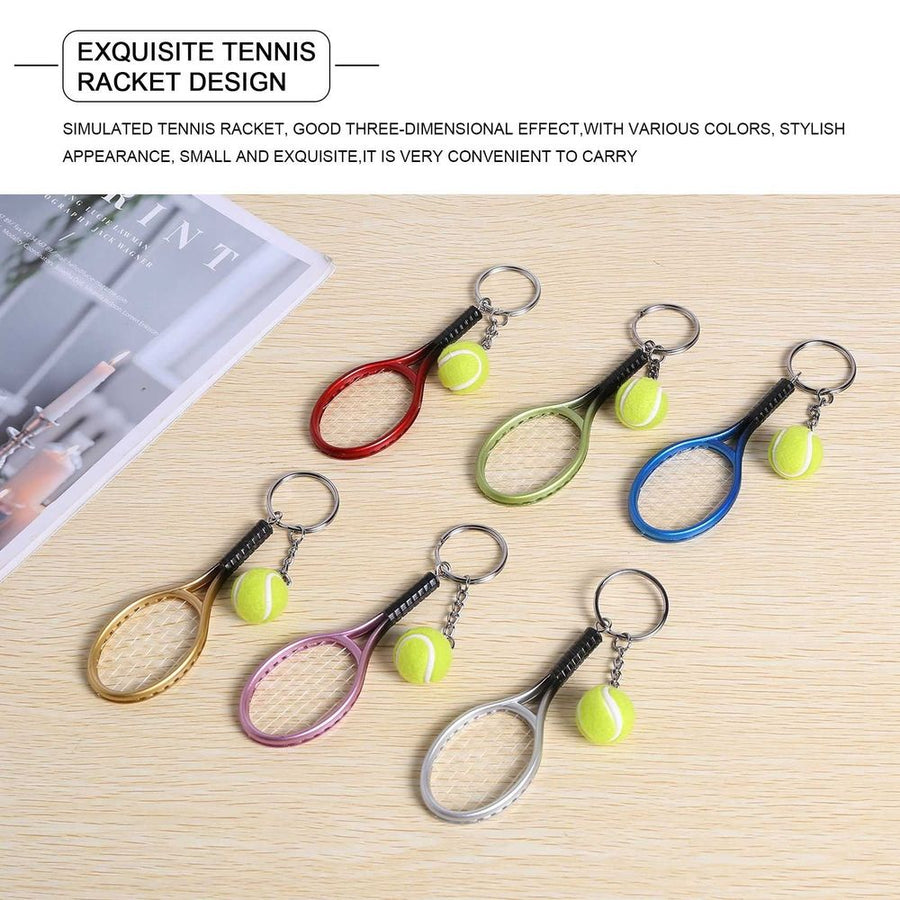 6Pcs Mini Tennis Racket Keychain Pendant Bag Accessories for Bag Sport Advertisement Fans Souvenirs Key Ring