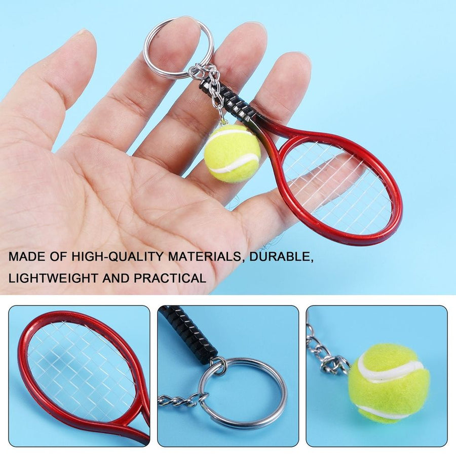 6Pcs Mini Tennis Racket Keychain Pendant Bag Accessories for Bag Sport Advertisement Fans Souvenirs Key Ring