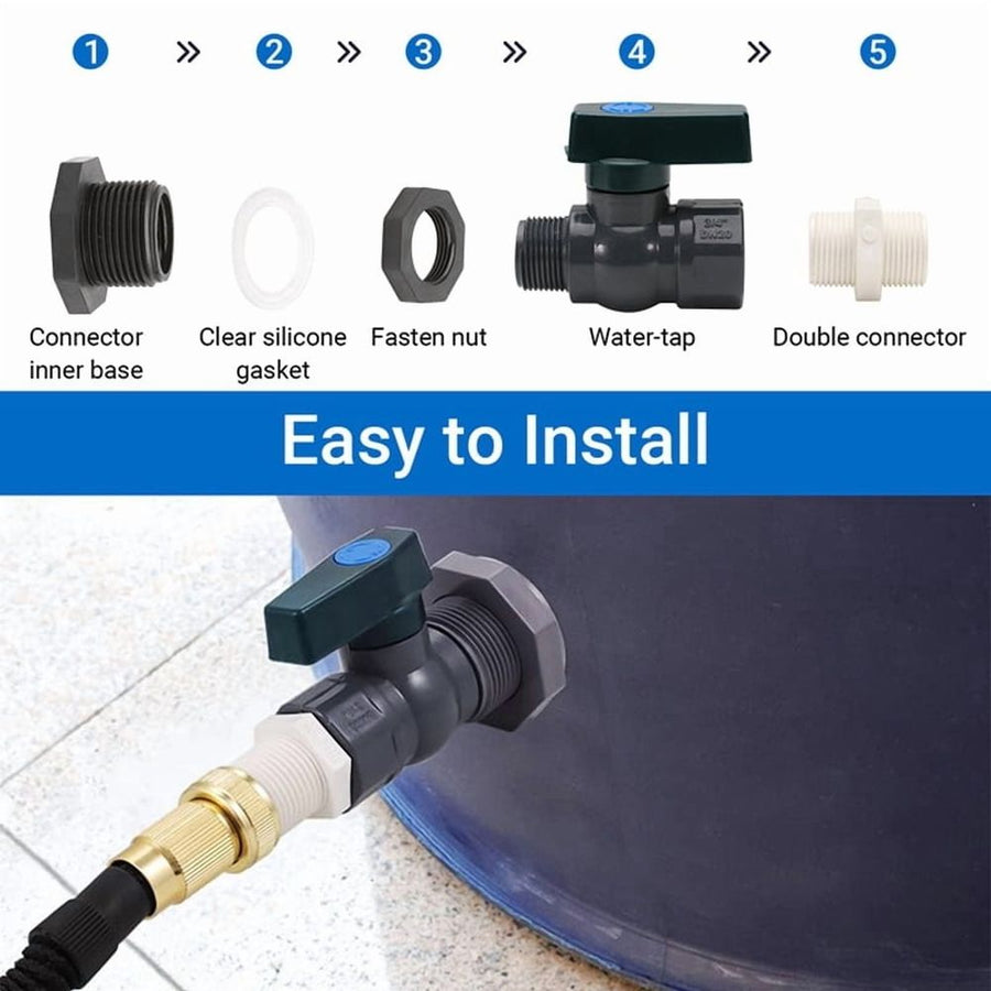 2X PVC Rain Diverter Kit, 3/4 Inch Rain Valve Rain Spigot Kit with Bulkhead Fitting Adapter