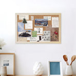 Wood Frame Cork Board Hanging Photo Display Board for Wall Office Home Decor Message Board with Thumbtacks No Drill Installation