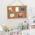 Wood Frame Cork Board Hanging Photo Display Board for Wall Office Home Decor Message Board with Thumbtacks No Drill Installation