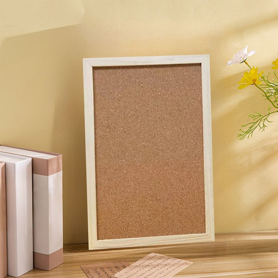 Wood Frame Cork Board Hanging Photo Display Board for Wall Office Home Decor Message Board with Thumbtacks No Drill Installation