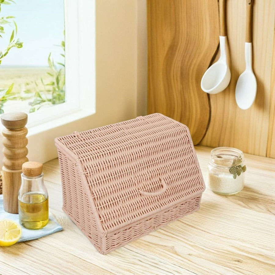 Natural Rattan Bread Basket with Lid for Snack Storage and Party Serving