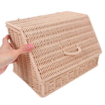 Natural Rattan Bread Basket with Lid for Snack Storage and Party Serving