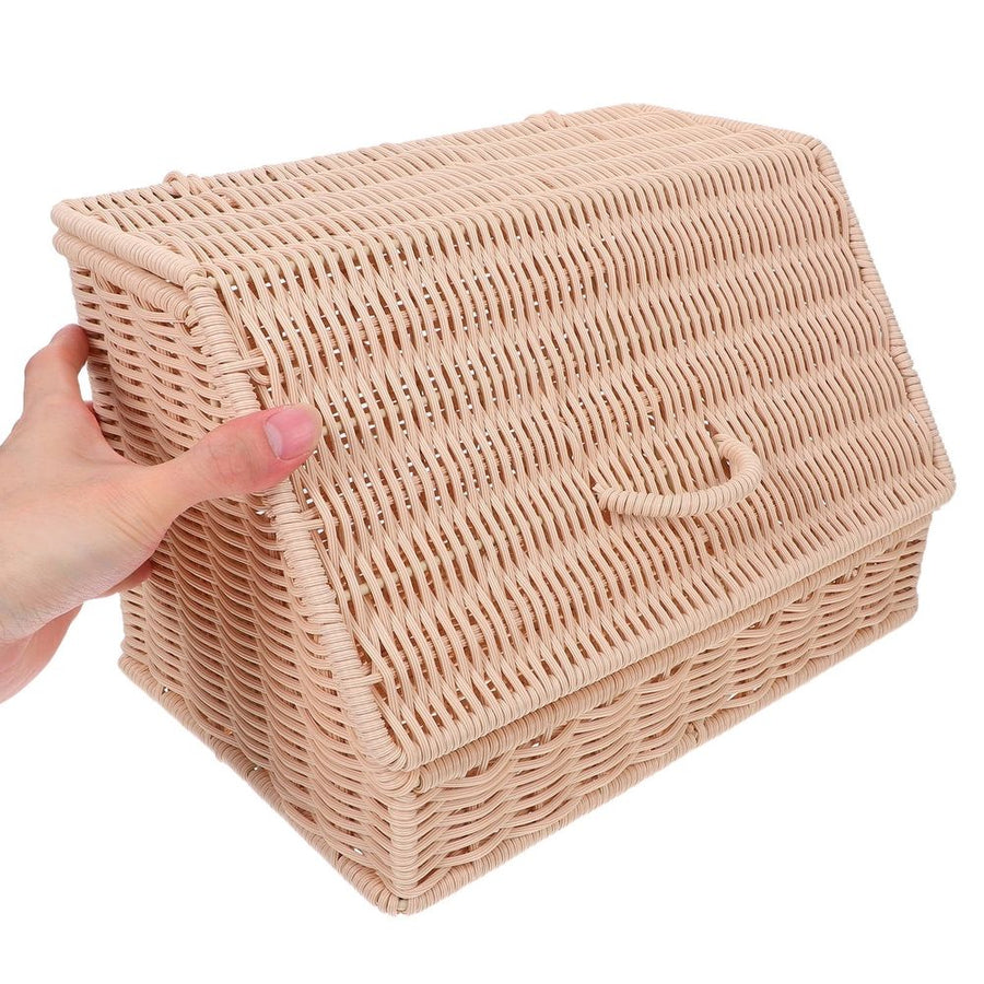 Natural Rattan Bread Basket with Lid for Snack Storage and Party Serving