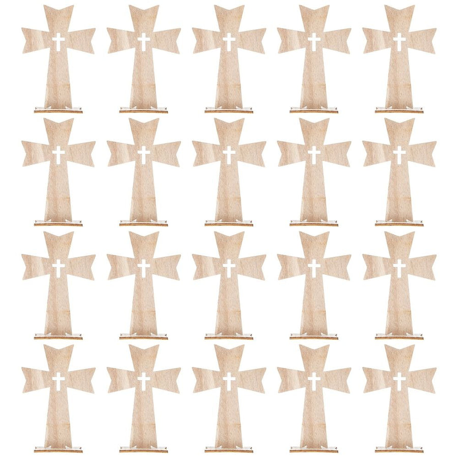 Wooden Cross Craft, Beige, Stylish and Smooth Design for Home Decor, 20Pcs