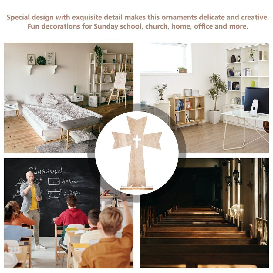 Wooden Cross Craft, Beige, Stylish and Smooth Design for Home Decor, 20Pcs