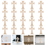 Wooden Cross Craft, Beige, Stylish and Smooth Design for Home Decor, 20Pcs