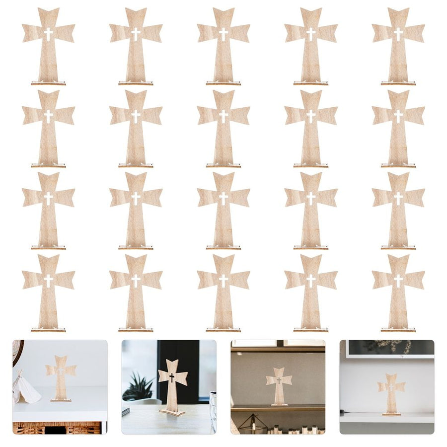Wooden Cross Craft, Beige, Stylish and Smooth Design for Home Decor, 20Pcs
