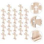 Wooden Cross Craft, Beige, Stylish and Smooth Design for Home Decor, 20Pcs