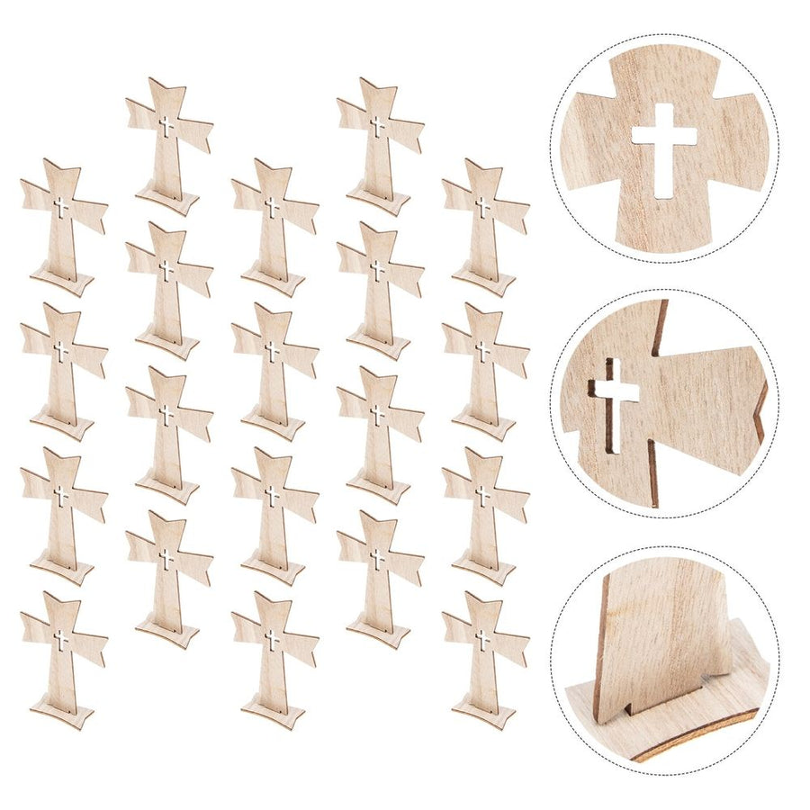 Wooden Cross Craft, Beige, Stylish and Smooth Design for Home Decor, 20Pcs