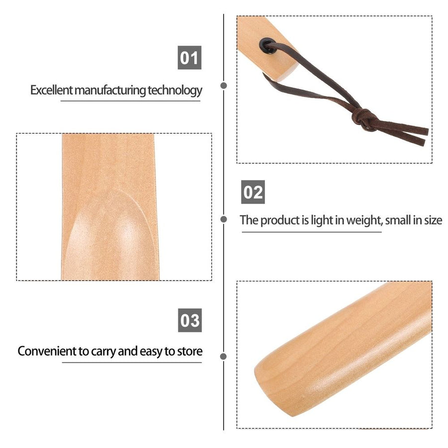 Handheld Wooden Shoe Horn Tool Smooth Durable Lightweight Design for Comfortable Shoe Use