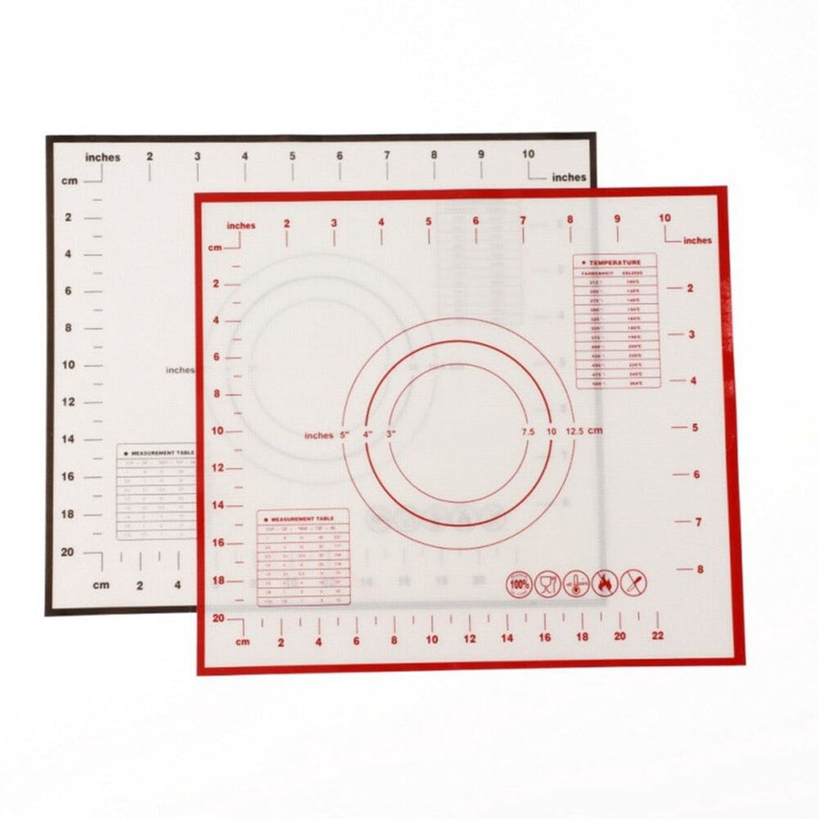 Reusable Silicone Mat Dough Sheet Pad for Cooking Baking with Measurement Scales Red