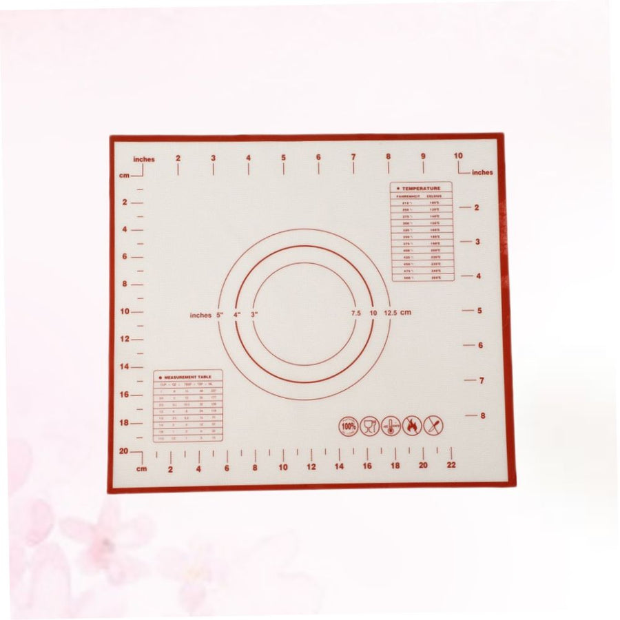 Reusable Silicone Mat Dough Sheet Pad for Cooking Baking with Measurement Scales Red