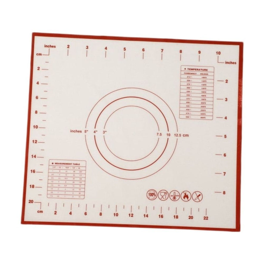 Reusable Silicone Mat Dough Sheet Pad for Cooking Baking with Measurement Scales Red