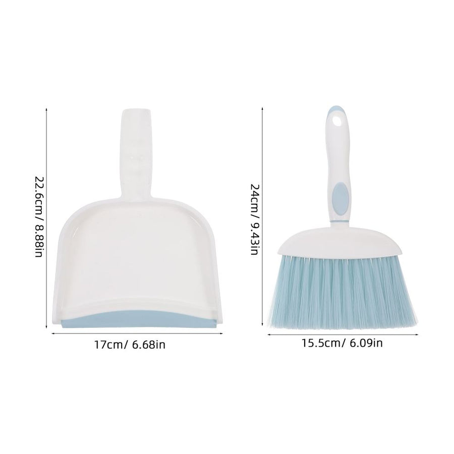 Compact Blue Broom and Dustpan Set with Integrated Storage Design
